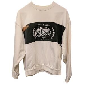 Kith Rugby Crewneck Queens New York Sweatshirt Kith &‎ Kin White Fleece *Flaw